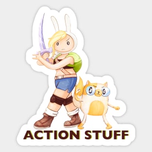 Action Stuff!! Fionna and Cake / Adventure Time fan art Sticker